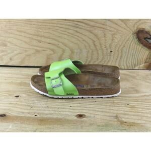 Birkenstock Betula Sandals Womens 11 Neon Green Big Buckle Soft Bed Narrow Slide